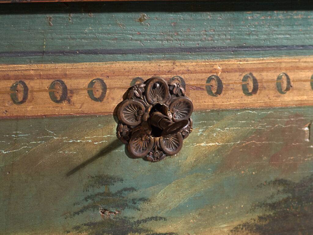 Antique wedding chest painted in pine – Austro-Hungarian Empire, 1841