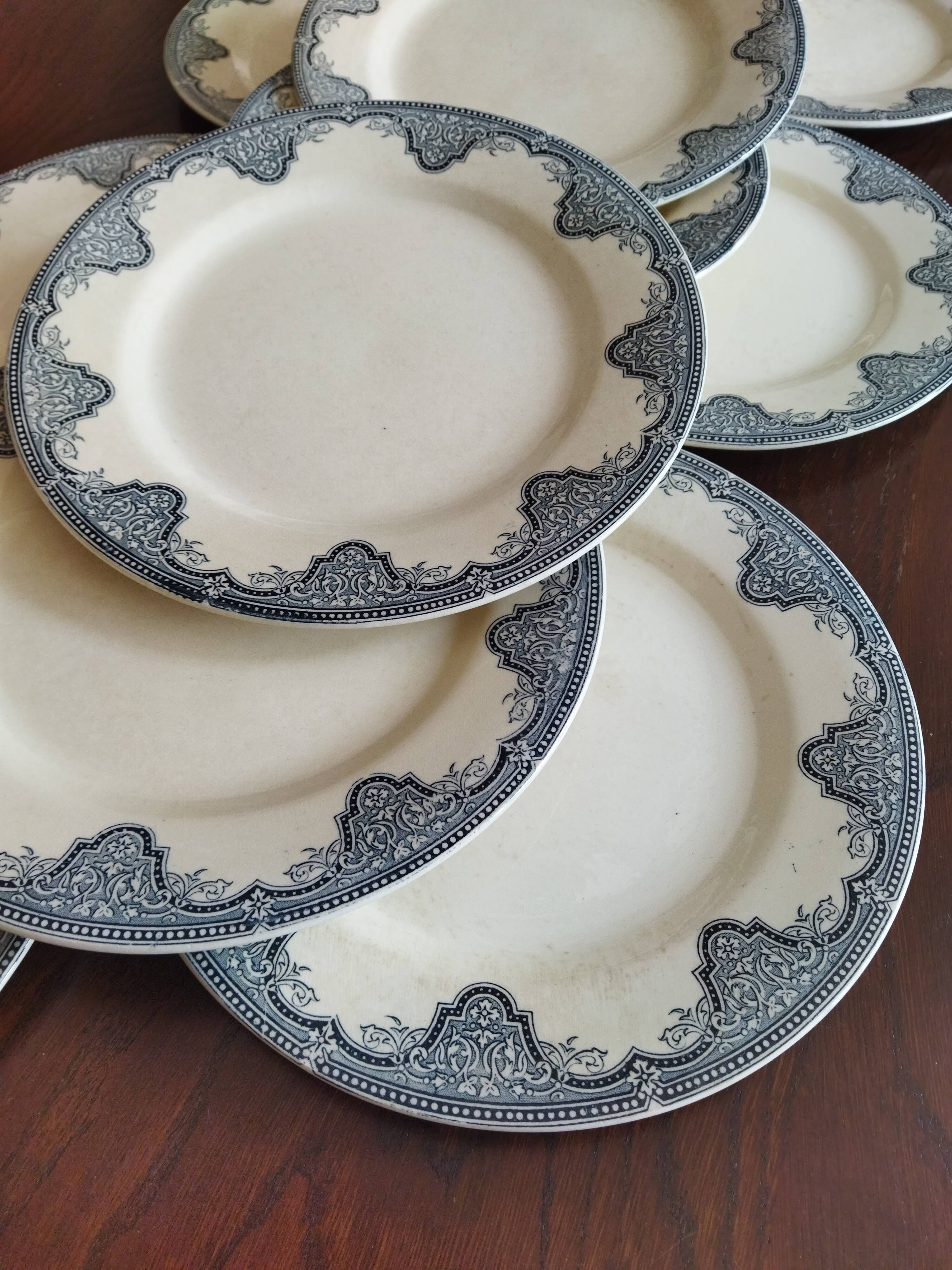 12 flat plates iron earth Salins, model Céline