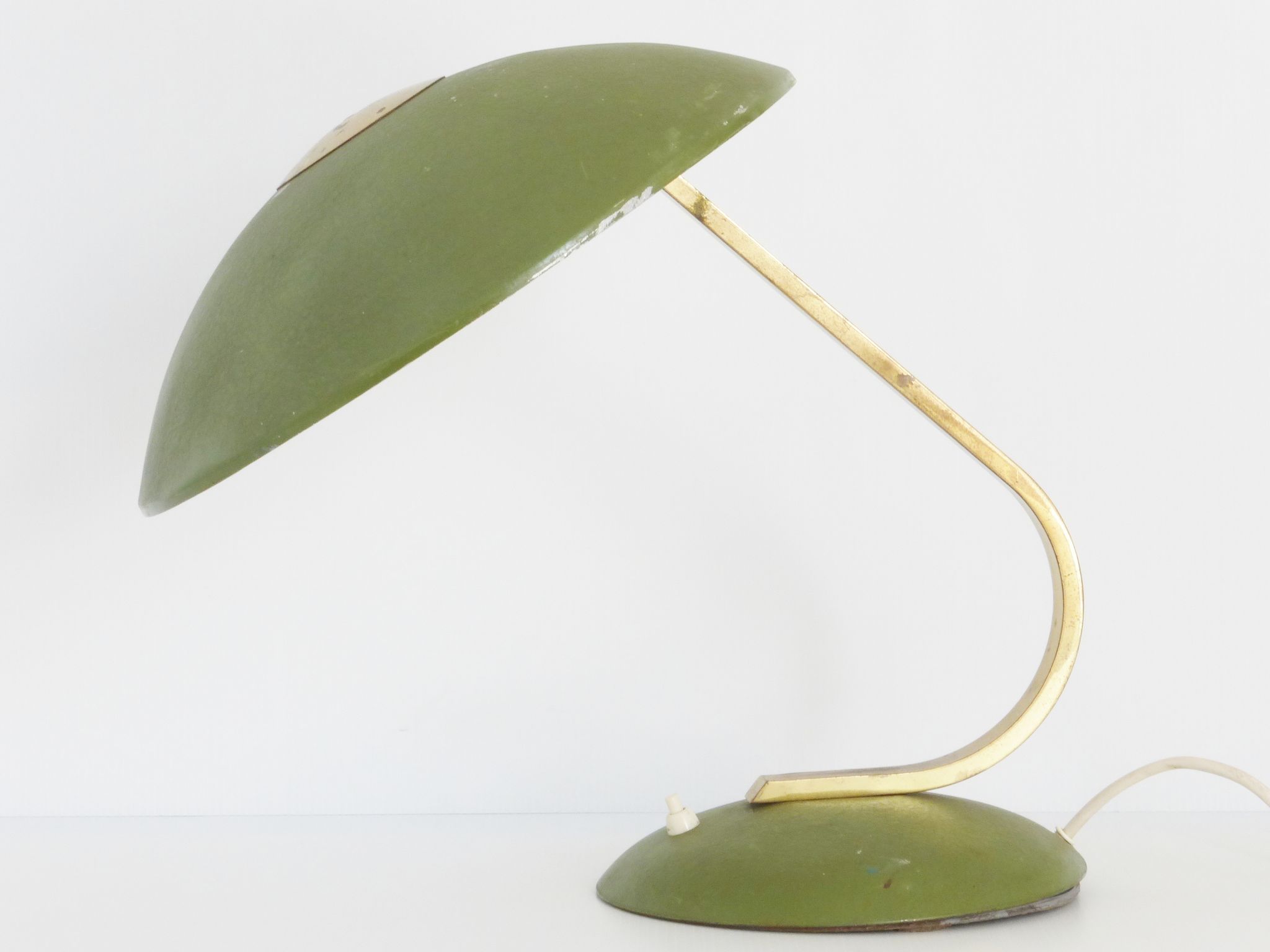 Important khaki saucer 1950 vintage 50's rockabilly desk lamp desk lamp