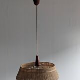Teak and sisal pendant light from the 50s/60s by Temde Leuchten
