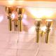 Three Large Scandinavian Brass Sconces, Mid Century