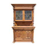 Double body late 19th century in oak and colored stained glass