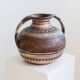 Vintage ceramic vase from the 1960s, hand-painted Italian pottery with two handles, brown tones and decorative pattern by Italica Ars.