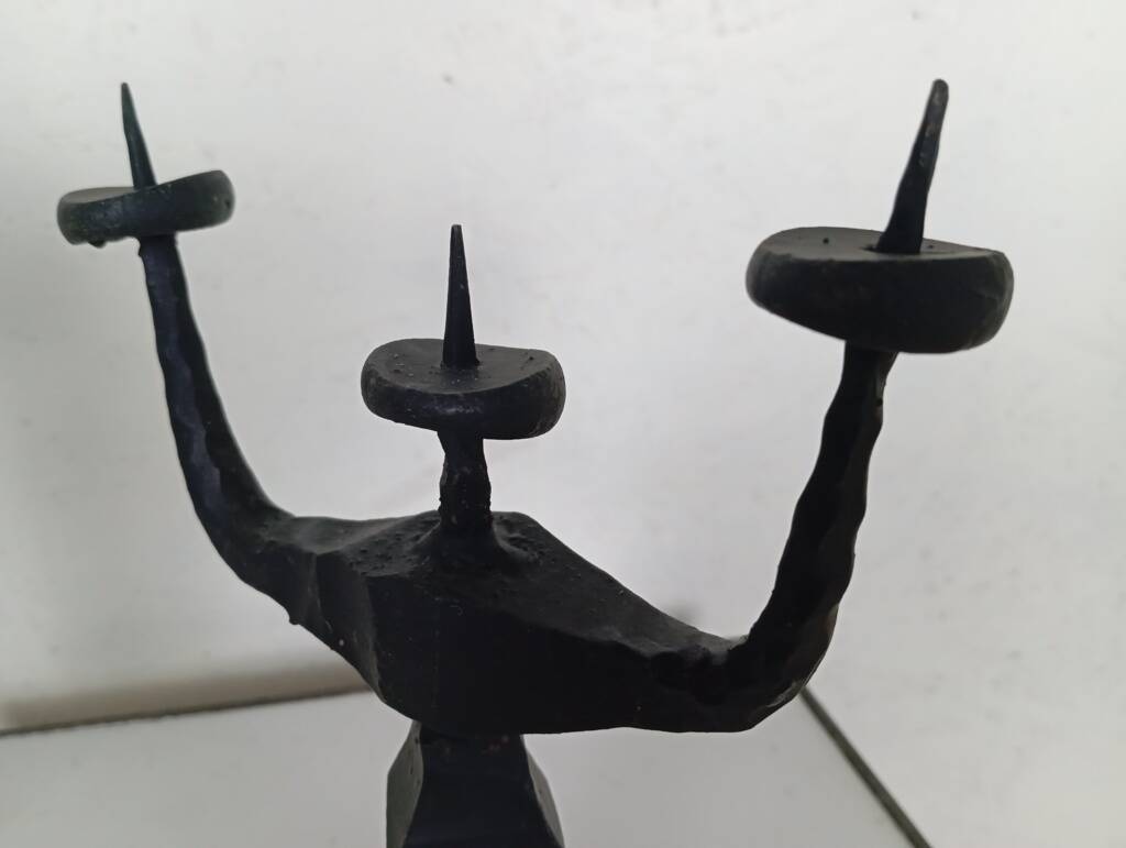 Shabbat candlestick by David Palombo in forged metal