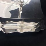 Beurrier plat à beurre/fromage plaqué argent avec couvercle metal argenté