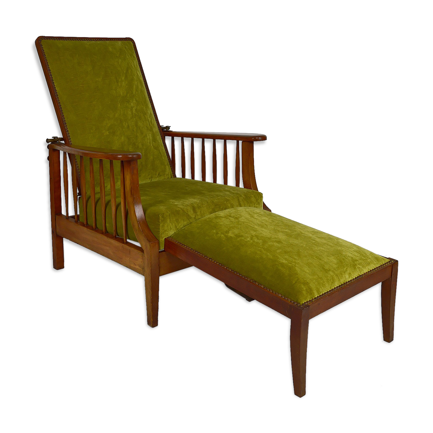 Morris armchair in beech and green velvet, United Kingdom, circa 1900
