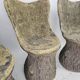 Set of 4 garden chairs stone tree stump