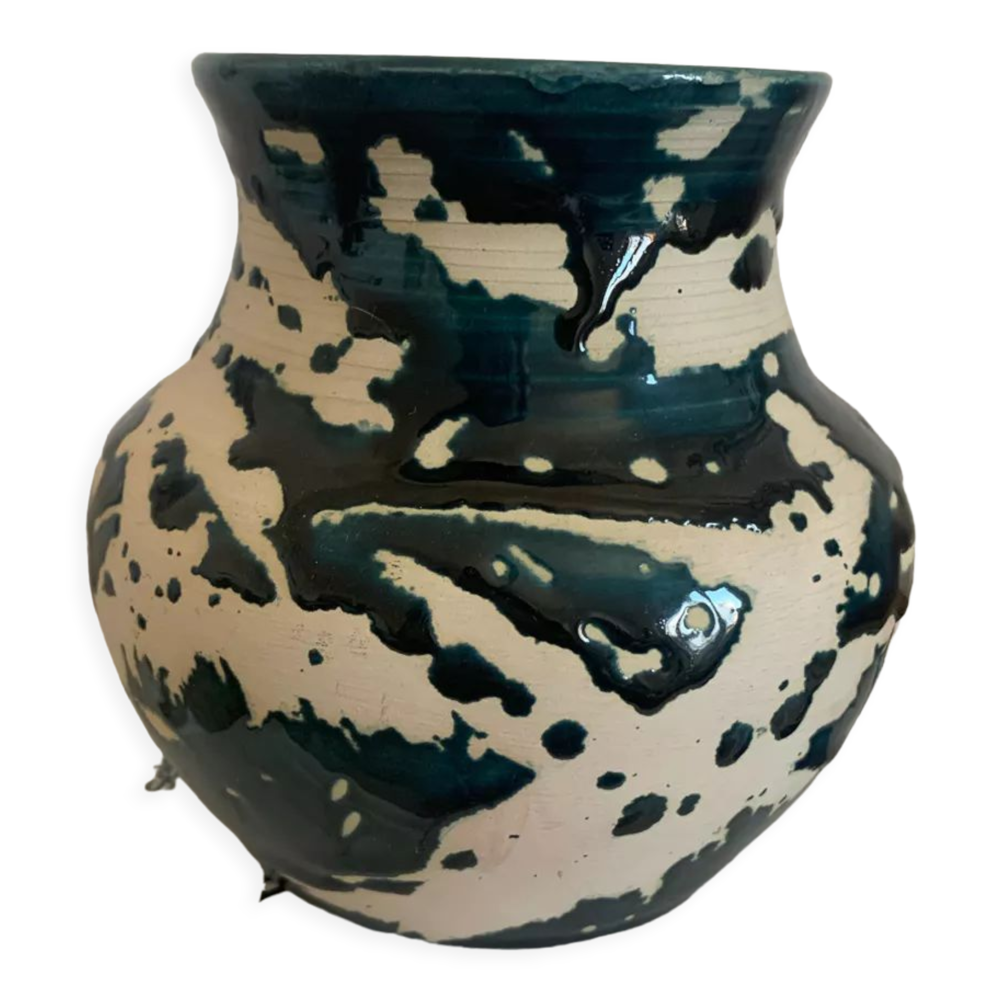 Vintage duck blue pot or vase