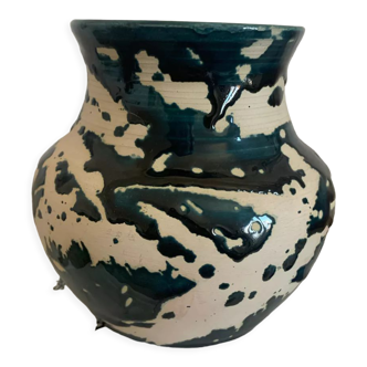 Vintage duck blue pot or vase