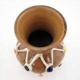 Small brown ceramic vase - Harlequin decor - Fratelli Fanciullacci Italy - vintage 50s
