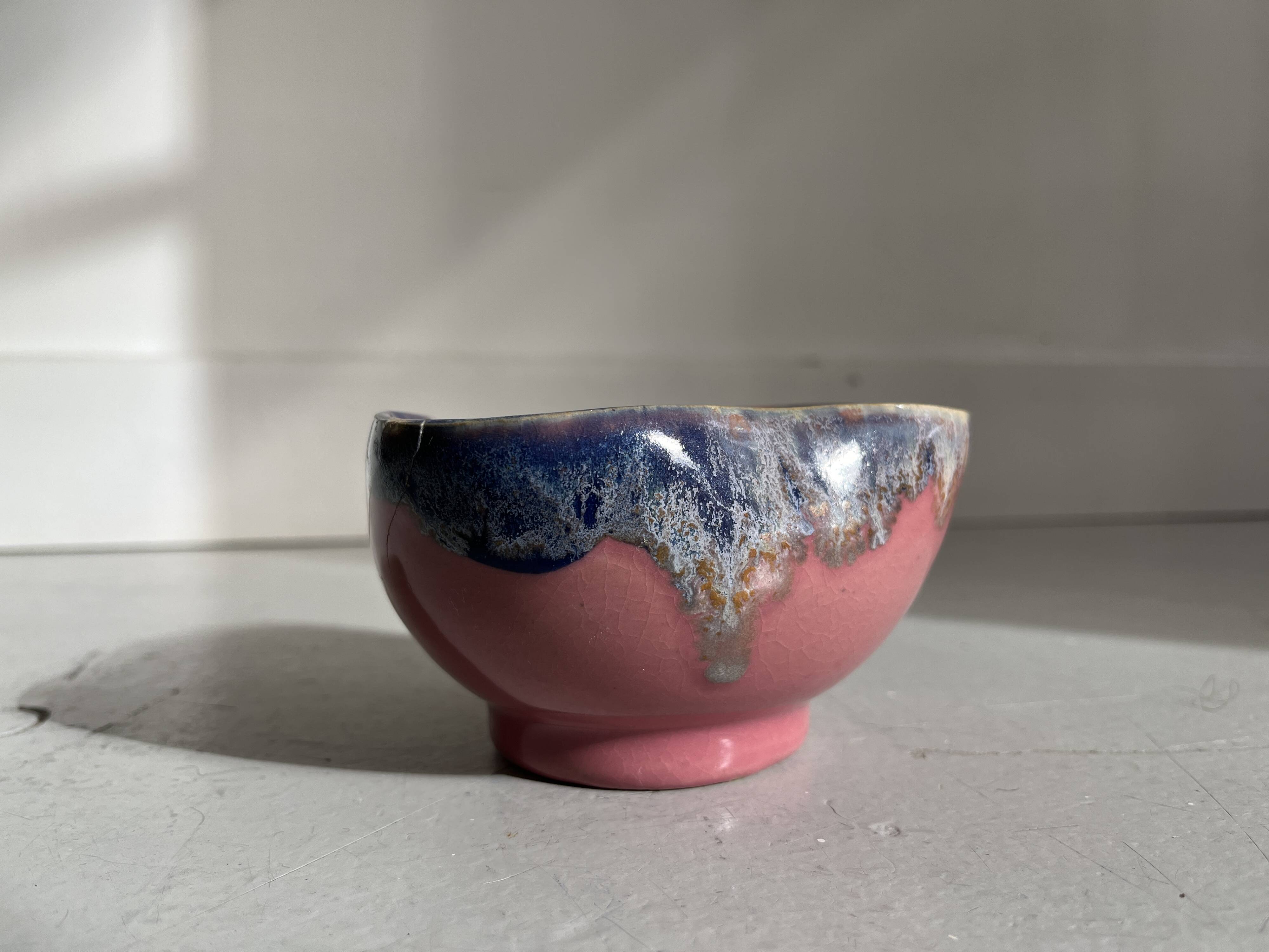 Arts cerams Grand feu enameled ceramic bowl, Saint Armand 1960