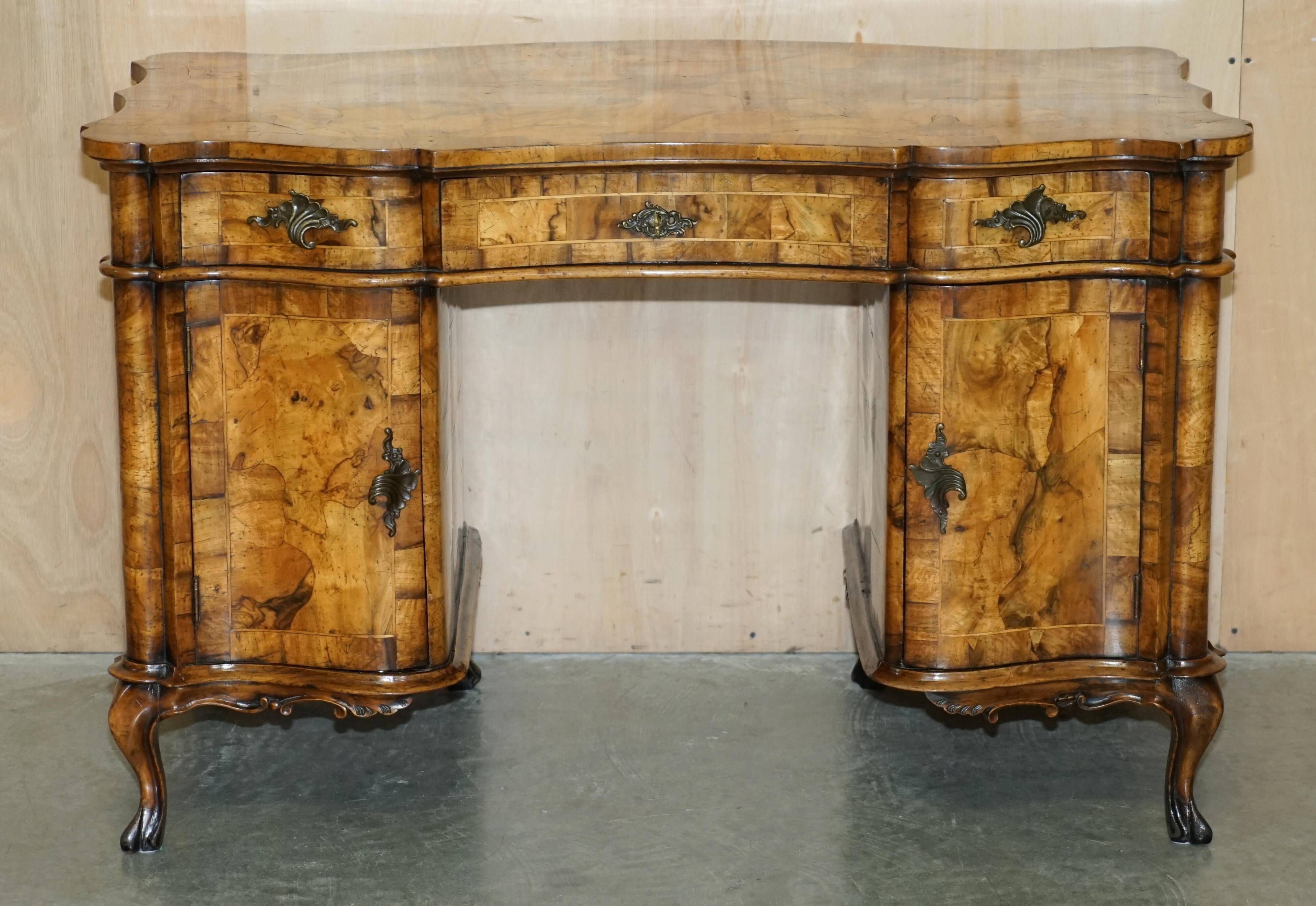 Antique Italian writing desk in olive wood circa 1860