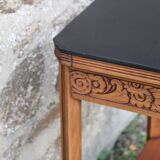 Art deco engraved wood side table