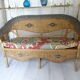 Vintage rattan lounge: one bench, two armchairs