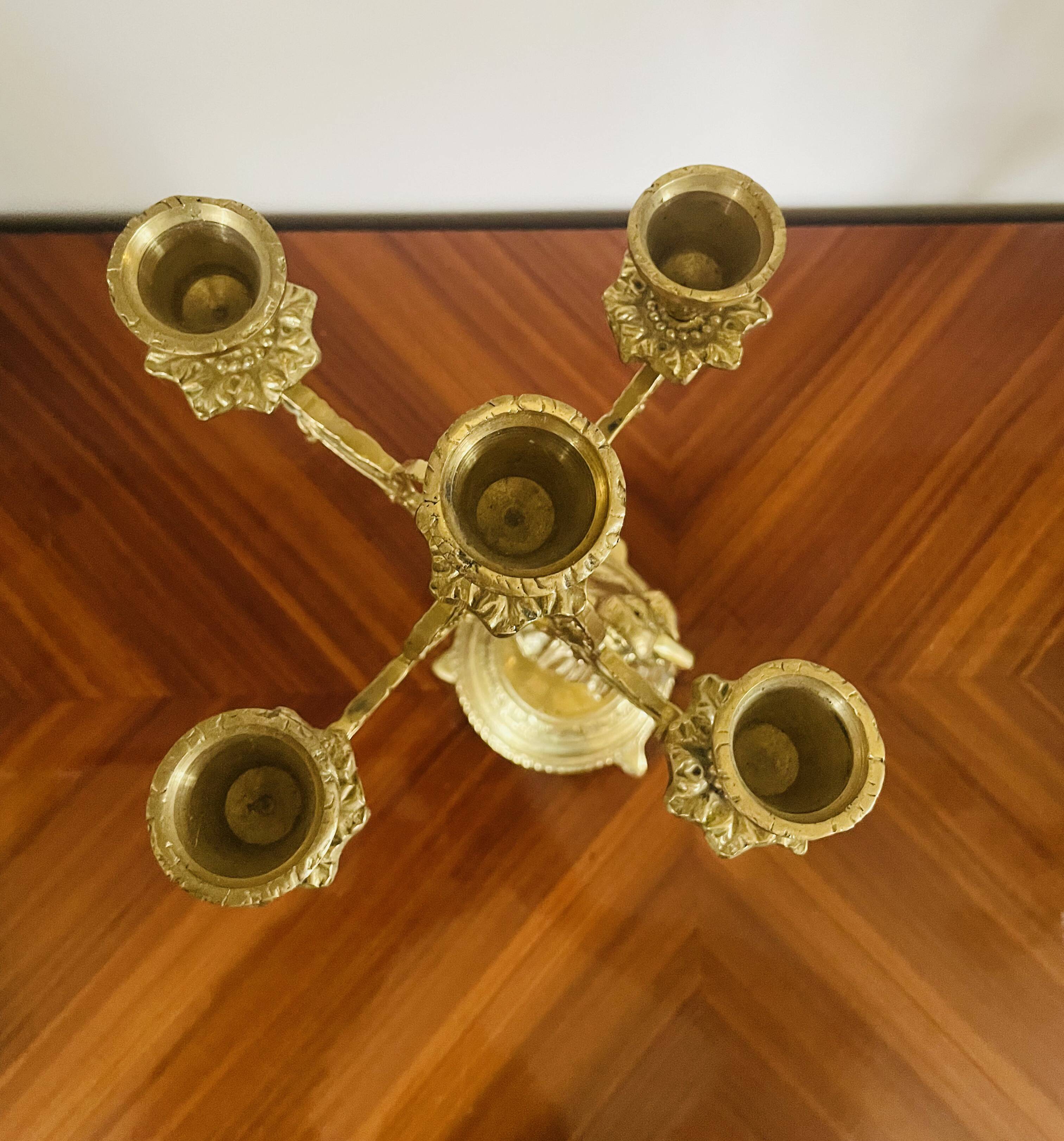 Pair of candelabra Candle holders Antique in gilded bronze style
