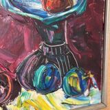 Original mid-century European oil on canvas – “Still Life” by Roy – dated 1969 – vintage & framed – 75 × 64 cm (29.5" × 25.2")