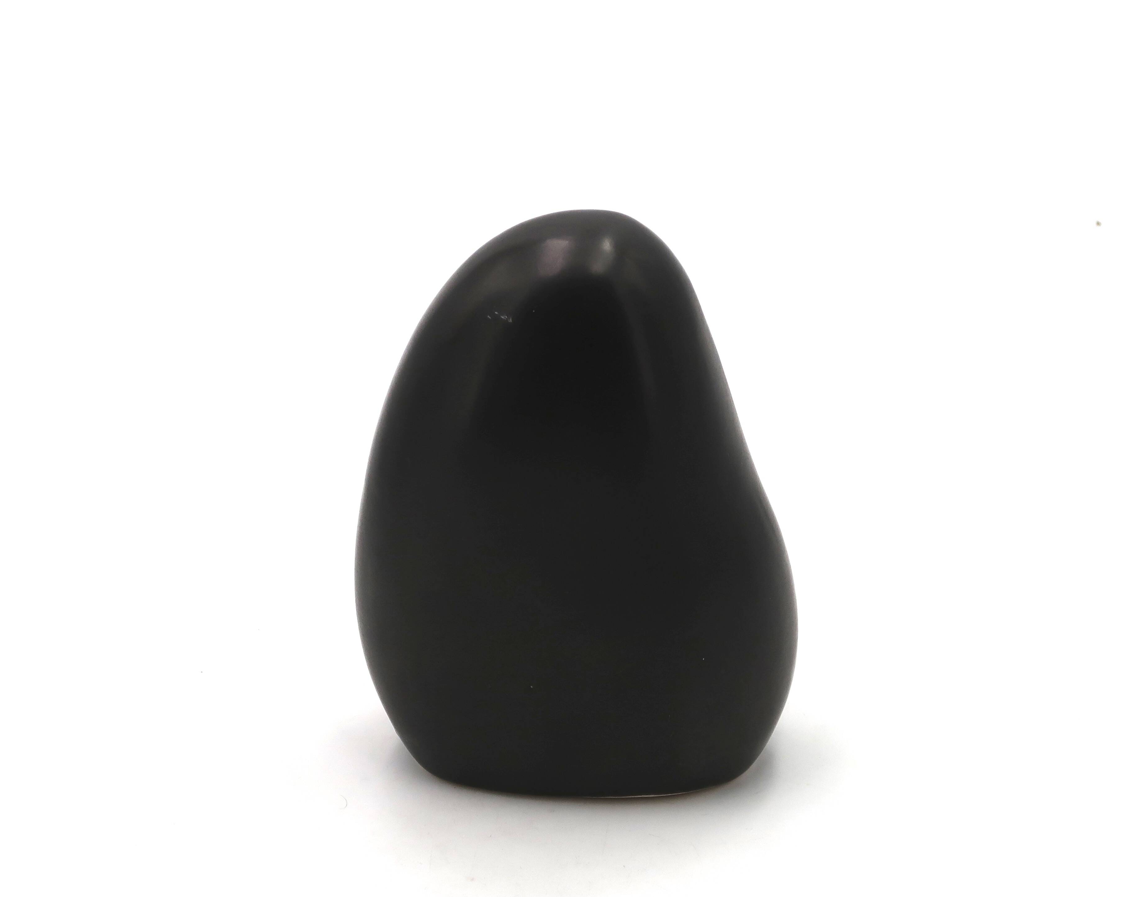 Free-form black signed candle holder, 1960s