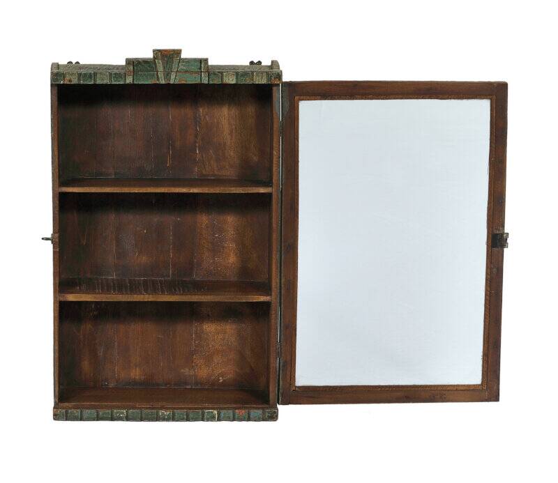 Old art deco green showcase teak wood piece of origin india