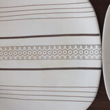 Set 6 flat plates vintage earthenware from Longchamp geometric decoration