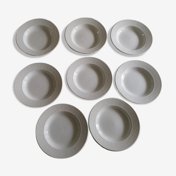 Set of 8 hollow earthenware plates Digoin Sarreguemines