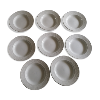 Set of 8 hollow earthenware plates Digoin Sarreguemines