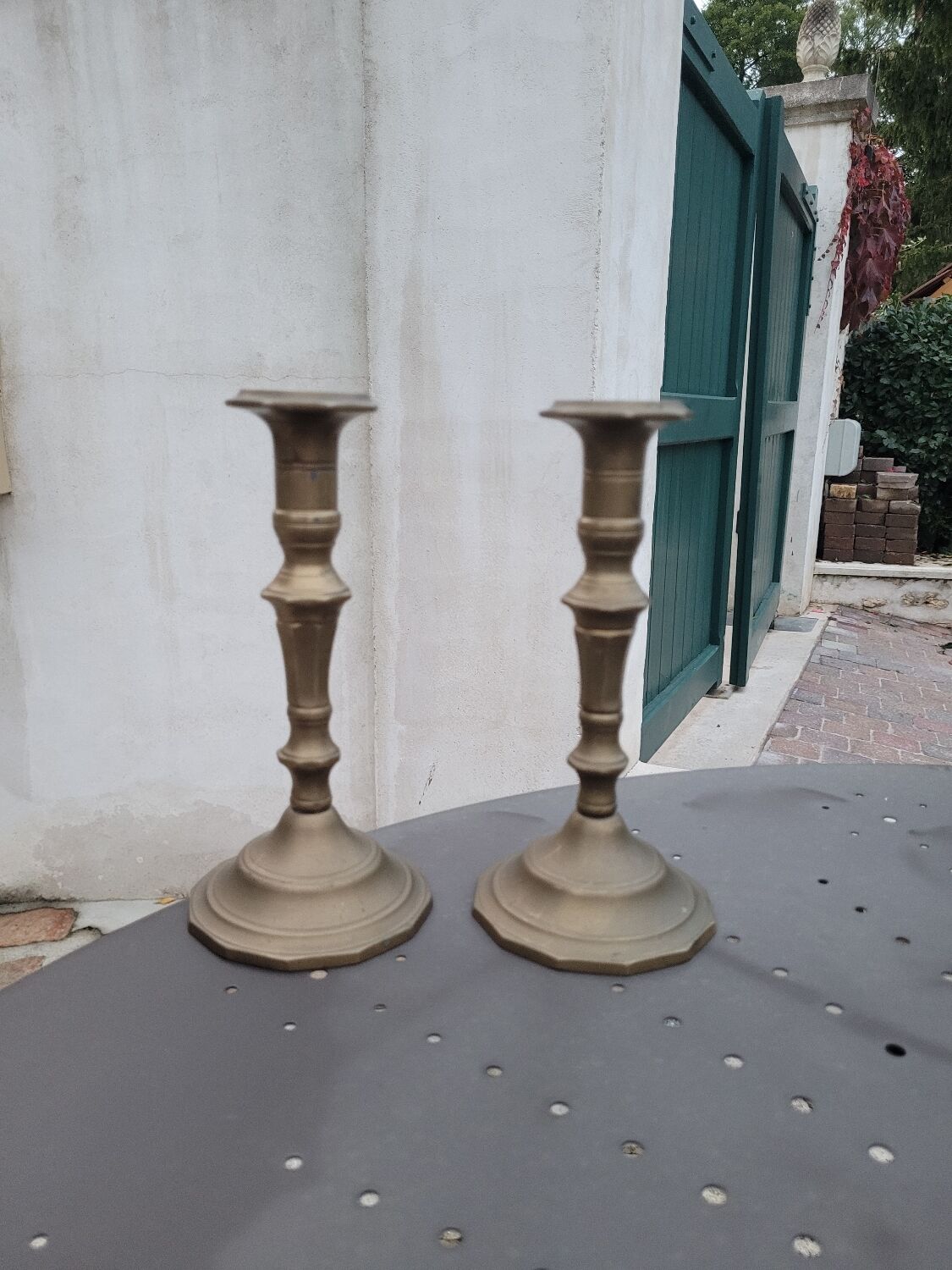 Pair of brass candlesticks
