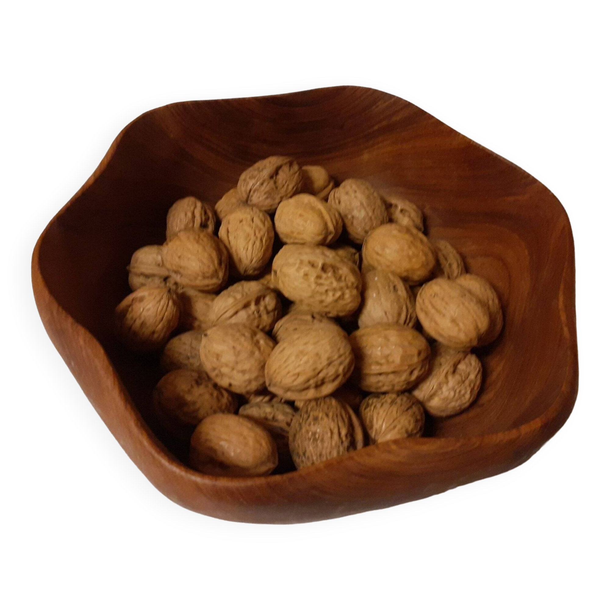 vintage salad bowl in solid teak, Scandinavian design, free form