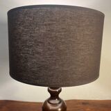 Solid wood table lamp with 80s lampshade