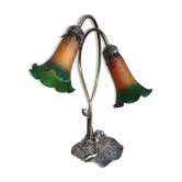 Brass lamp and glass paste water lily leaves