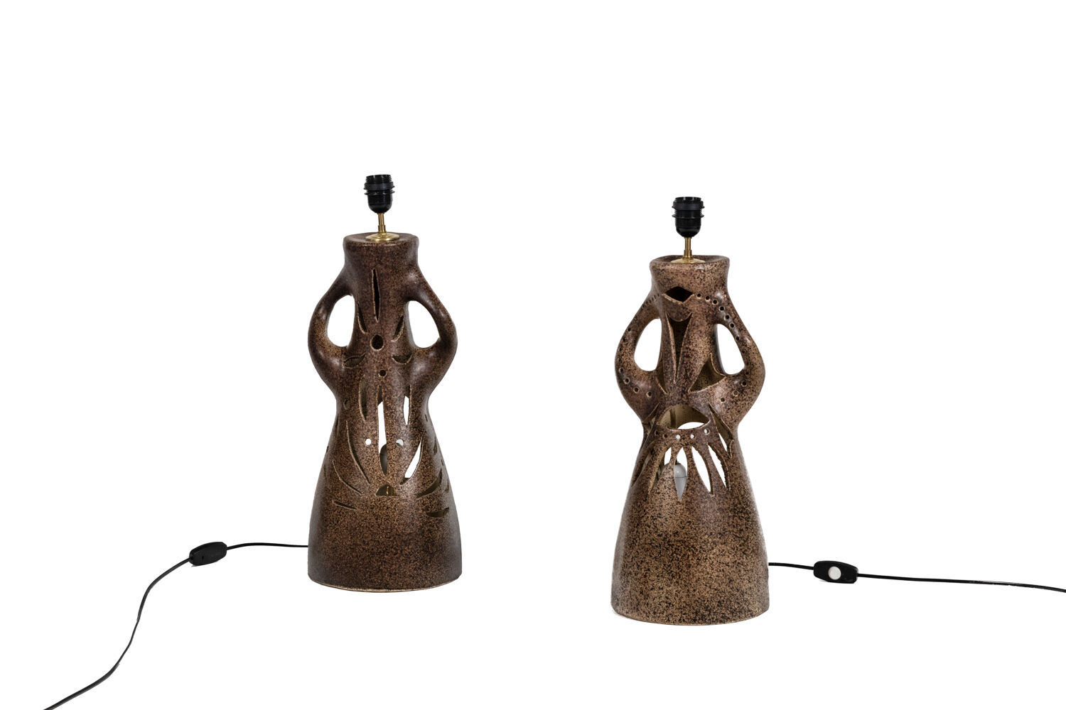 Pair of terracotta lamps, Bastian Le Pemp, 1970s