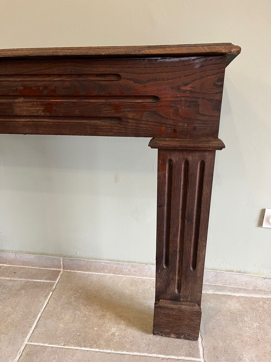 Antique wooden fireplace mantel