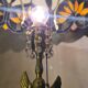 bronze lamp angel 1970 pull switch 63x30 stained glass shade