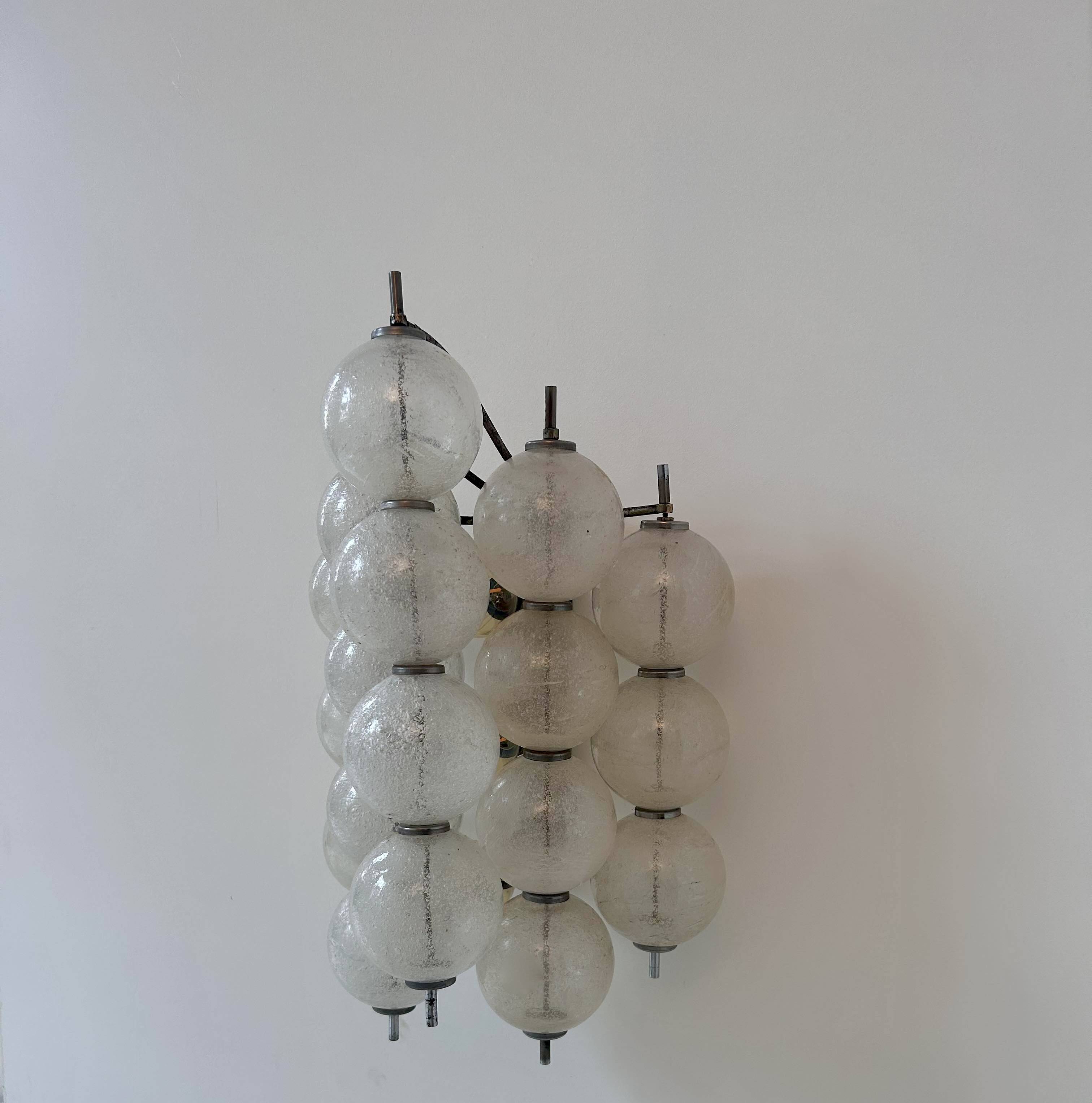 Vintage "Sterrenbeeld" wall lamp, Murano bubbled glass, Raak Netherlands 1960