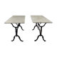 Set of two bistro tables in marble and wrought iron