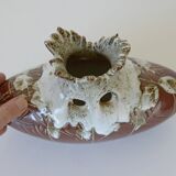 Vintage Brown Bud Fat Lava Ceramic Flower Art Vase Handmade Home Decor 1970