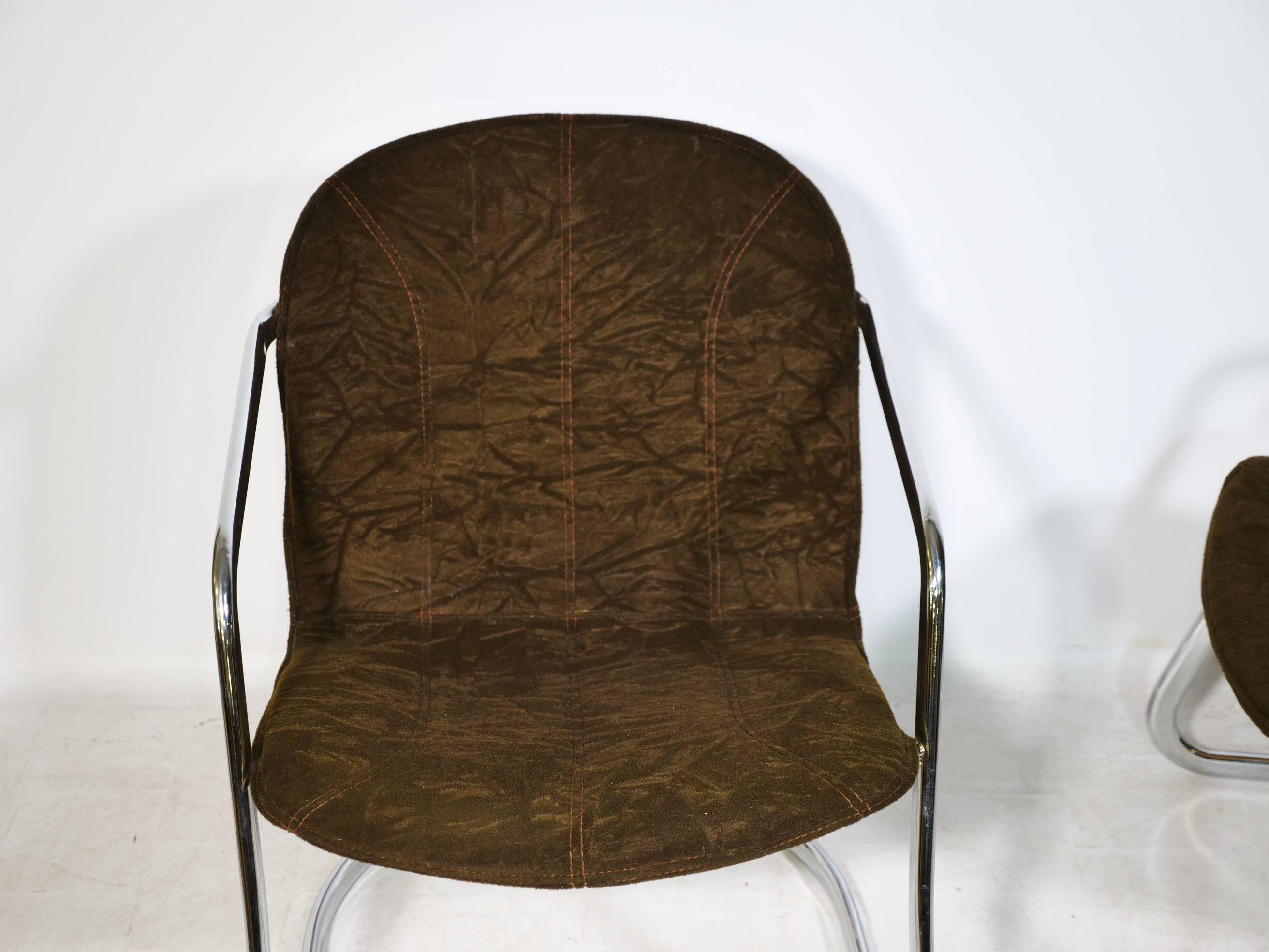 Armchairs and Coffee Table in Chrome and Smoked Glass, Set of 3, 1970s