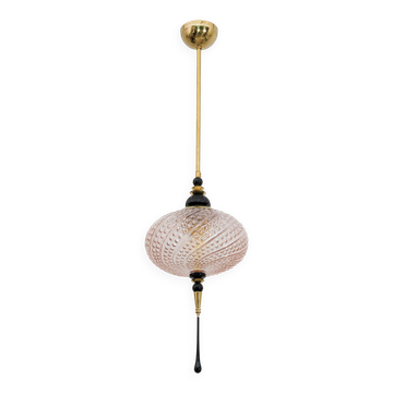 Blown Murano Glass and Brass Pendant Lamp