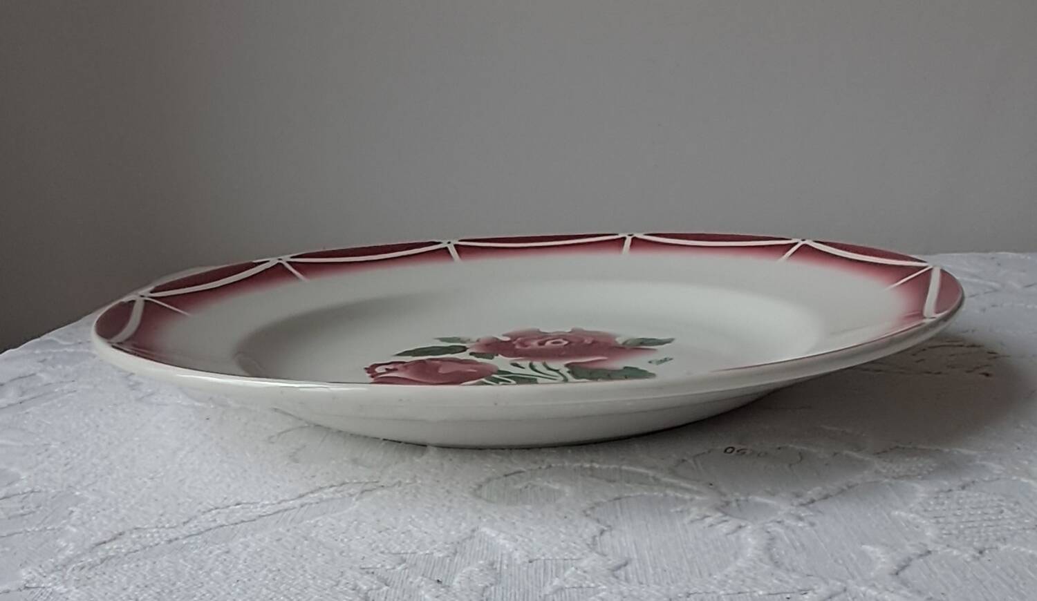 Large round platter, Cibon model, by Digoin Sarreguemines. Vintage