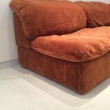Vintage corner sofa modular velvet orange burned 70 years