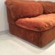 Canapé d'angle vintage modulable velour orange brûlé années 70