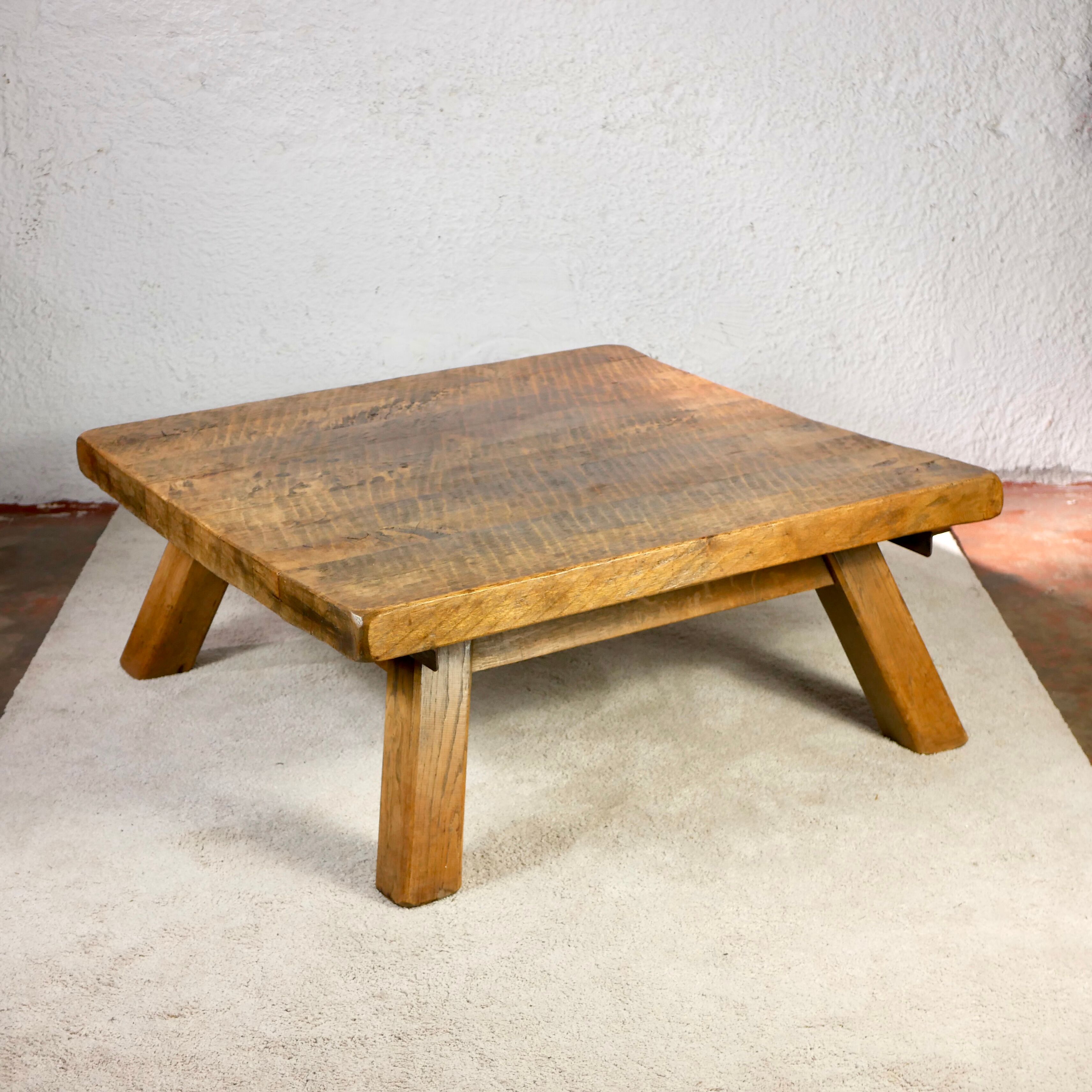 Brutalist solid oak coffee table