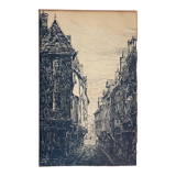 Tableau "Rue verrerie Dijon vers 1880" par Paul Deval Dessin à l'encre