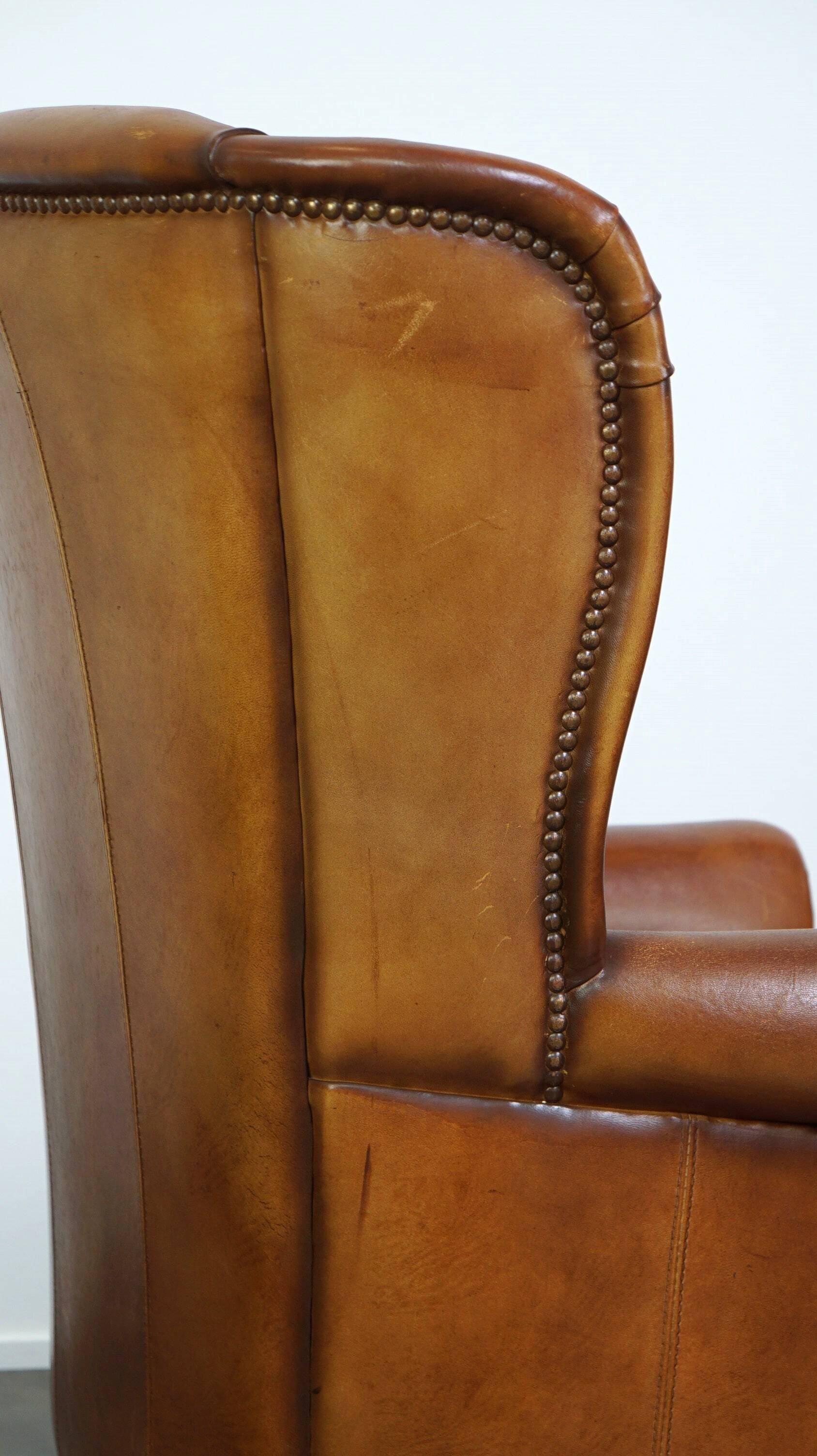 Beautiful classic sheepskin armchair with a beautiful appearance and a comfortable seat