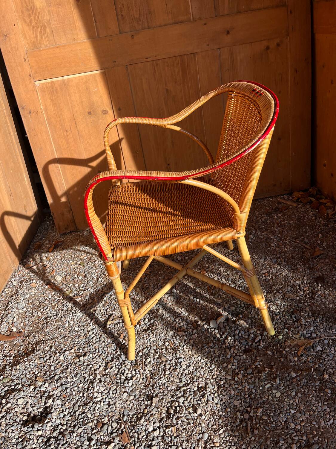 Vintage rattan and wicker armchair 1950/60