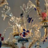 Rezzonico Gondola Chandelier In Multicolored Murano Glass Circa 1900