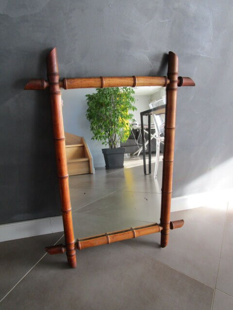 Old bamboo mirror 73.5x54cm