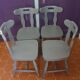 Série de 4 chaises bistrot anciennes en chêne GRISE