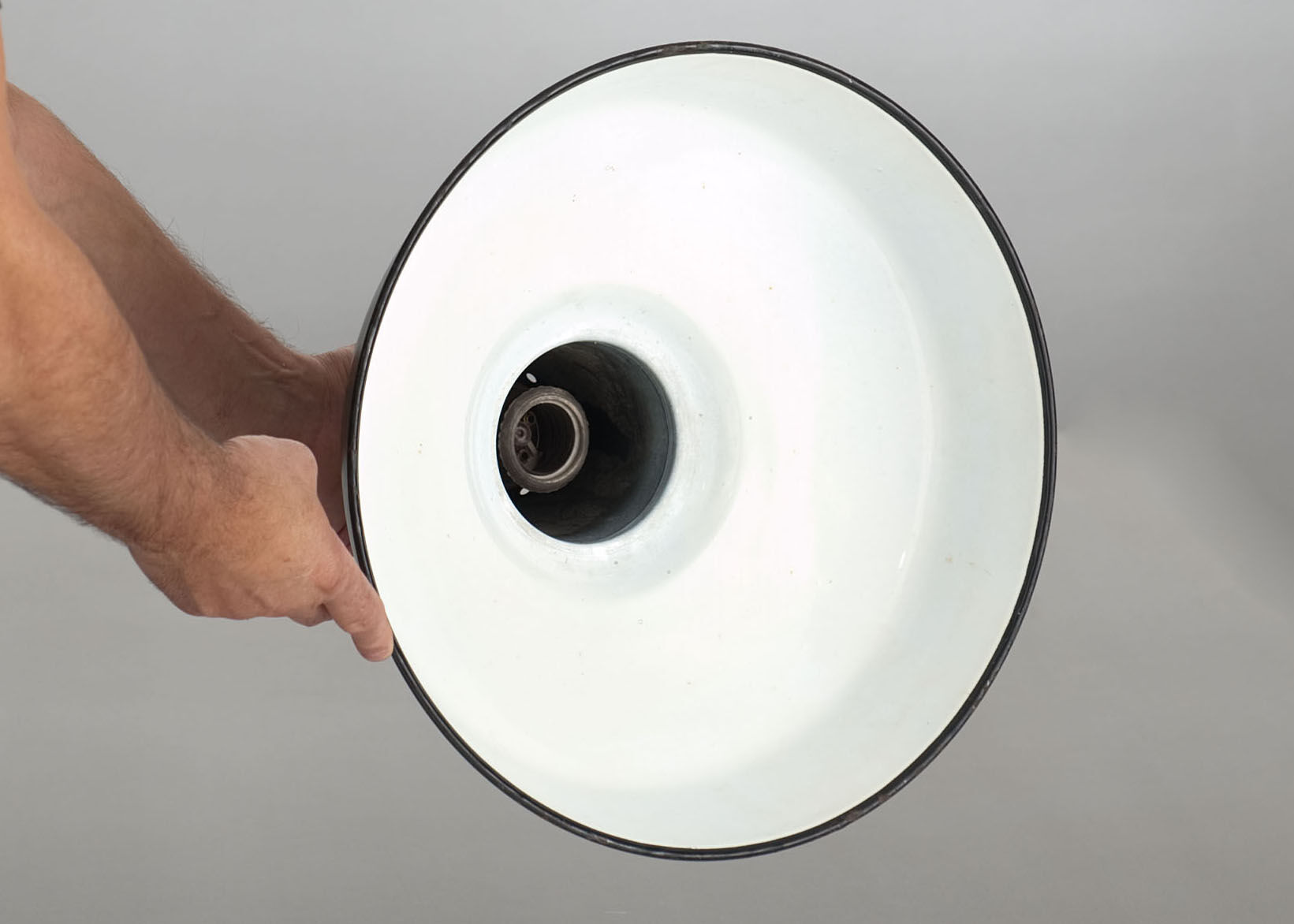 Industrial suspension in green enamelled sheet metal 40cm size L 1960