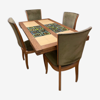 Table de sam de Guillerme & Chambron et 4 chaises assorties