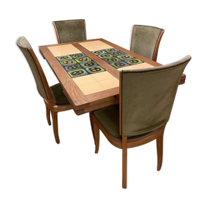 Table de sam de Guillerme & Chambron et 4 chaises assorties